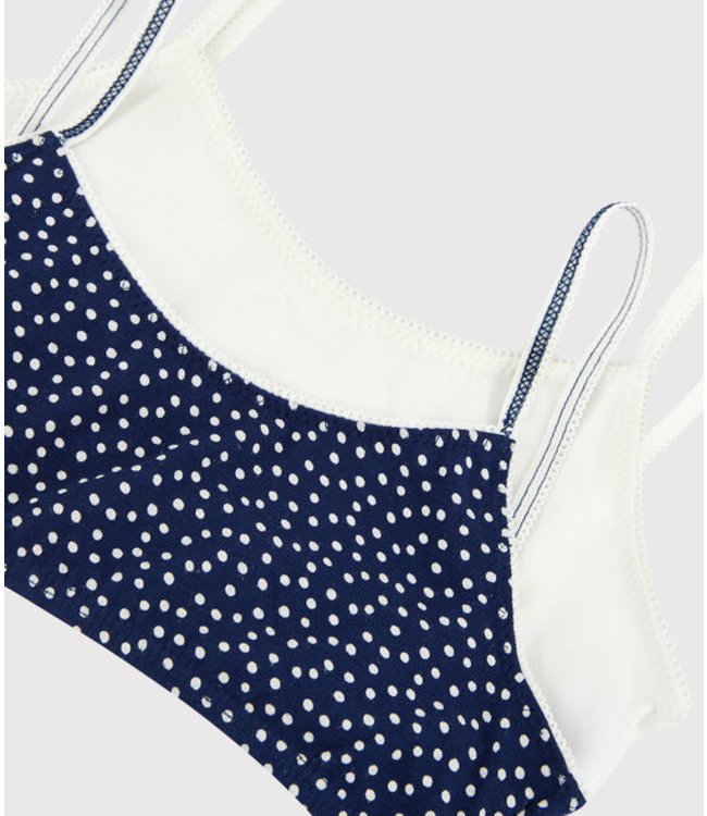 Petit Bateau Petit Bateau - GIRLS' SPOTTED COTTON AND ELASTANE BRALETTES - 2-PACK