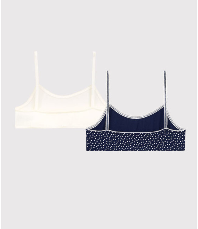 Petit Bateau Petit Bateau - GIRLS' SPOTTED COTTON AND ELASTANE BRALETTES - 2-PACK