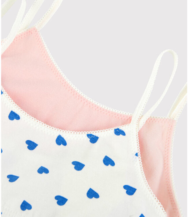 Petit Bateau Petit Bateau - GIRLS' HEART PATTERNED COTTON AND ELASTANE BRALETTES - 2-PACK