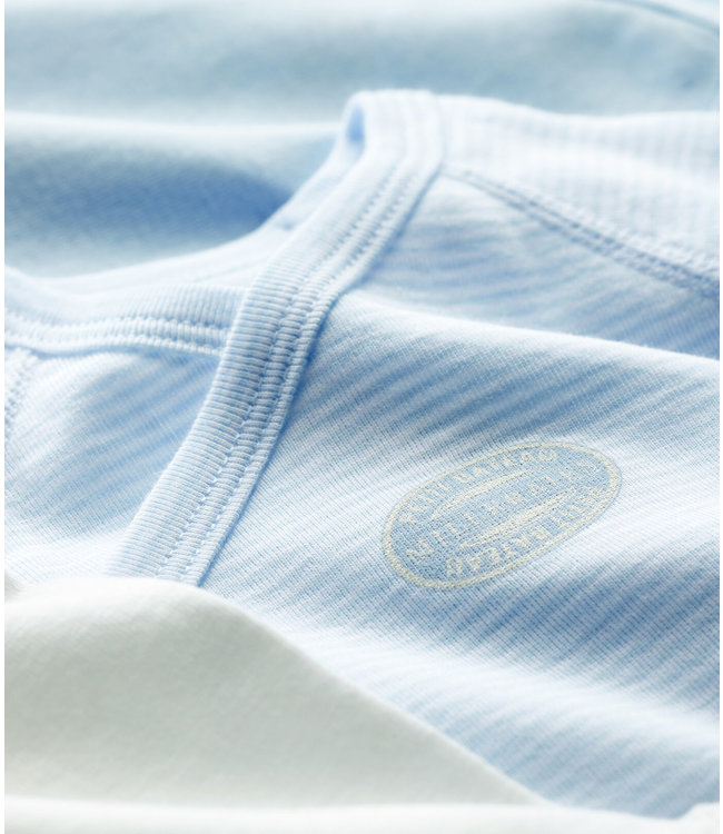 Petit Bateau Petit Bateau - BABIES' PINSTRIPED LONG-SLEEVED WRAPOVER ORGANIC COTTON BODYSUITS - 3-PACK