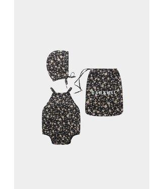 Caramel Caramel - LAVENDULA BABY SET - BLACK FLORAL - POSEY DOT PRINT