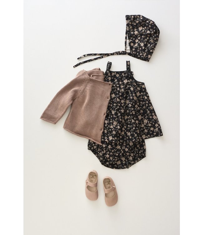 Caramel Caramel - LAVENDULA BABY SET - BLACK FLORAL - POSEY DOT PRINT