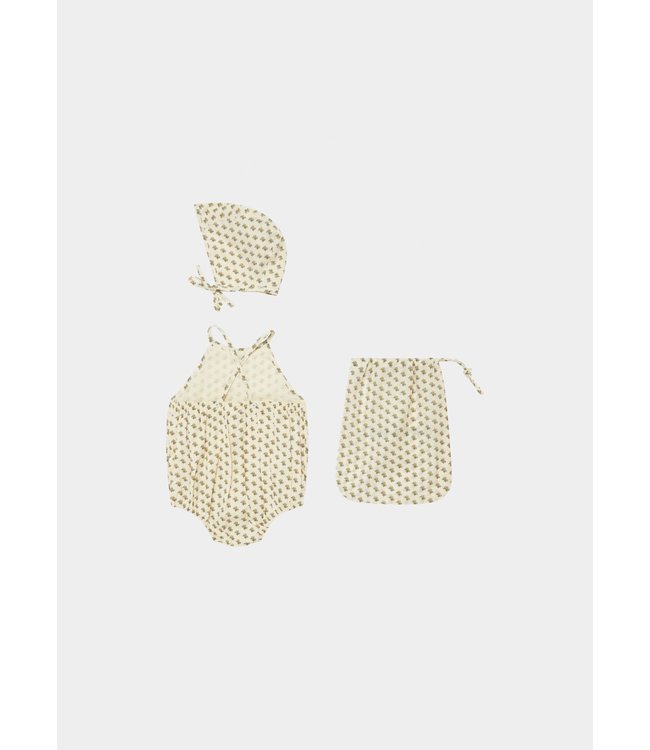 Caramel Caramel - LAVENDULA BABY SET - BLACK FLORAL - POSEY DOT PRINT