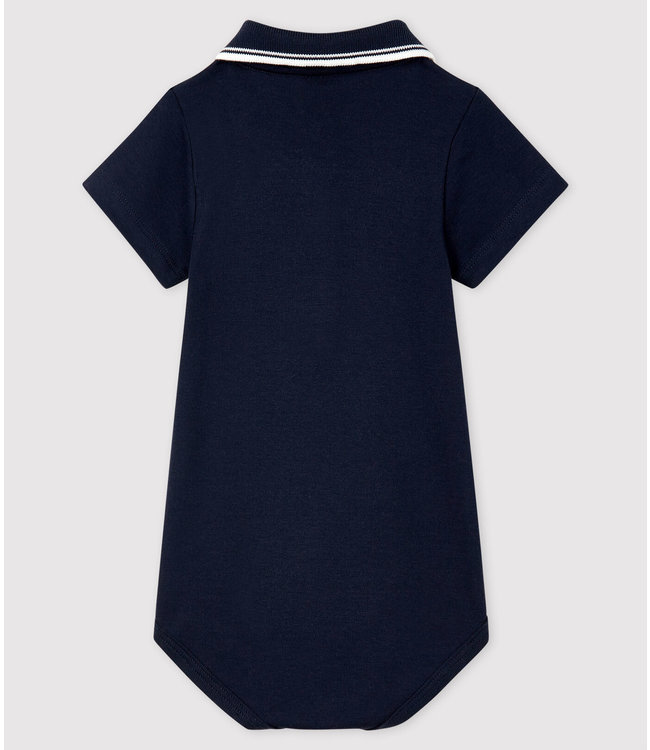 Petit Bateau Petit Bateau - BABIES' SHORT-SLEEVED COTTON BODYSUIT WITH POLO SHIRT COLLAR