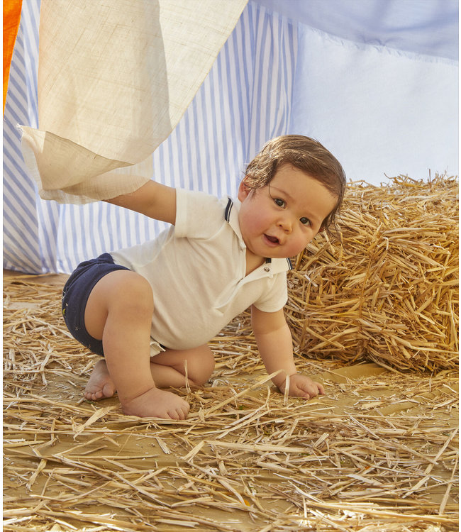Petit Bateau Petit Bateau - BABIES' SHORT-SLEEVED COTTON BODYSUIT WITH POLO SHIRT COLLAR