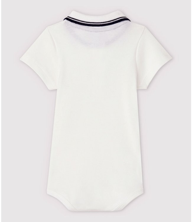 Petit Bateau Petit Bateau - BABIES' SHORT-SLEEVED COTTON BODYSUIT WITH POLO SHIRT COLLAR