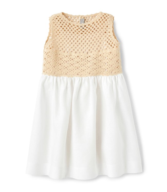 Il Gufo IL GUFO - LINEN AND CROCHET DRESS