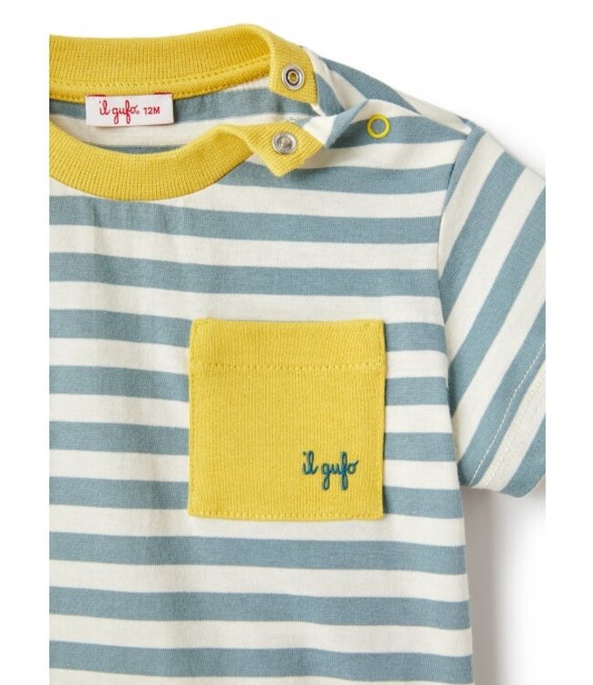 Il Gufo IL GUFO - STRIPED T-SHIRT WITH POCKET