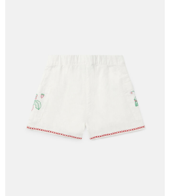Stella McCartney Stella McCartney - Flower Embroidered Linen & Cotton Shorts