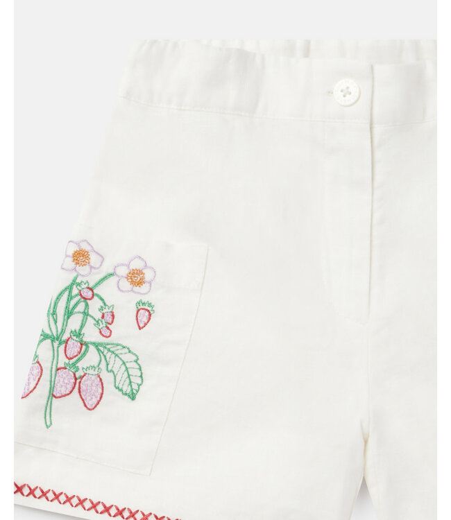 Stella McCartney Stella McCartney - Flower Embroidered Linen & Cotton Shorts