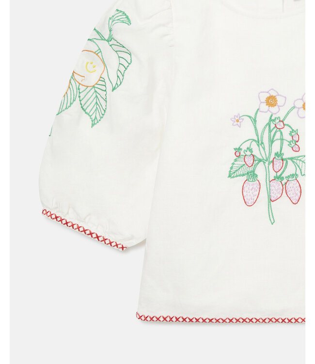 Stella McCartney Stella McCartney - Flower Embroidered Linen & Cotton Top