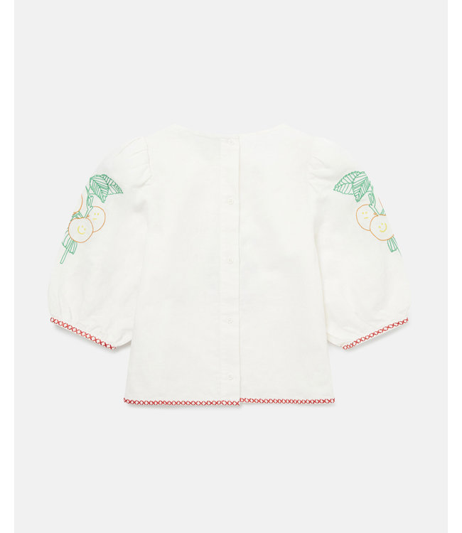 Stella McCartney Stella McCartney - Flower Embroidered Linen & Cotton Top