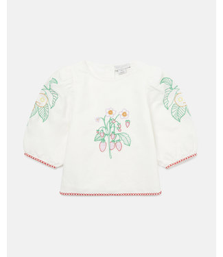 Stella McCartney Stella McCartney - Flower Embroidered Linen & Cotton Top