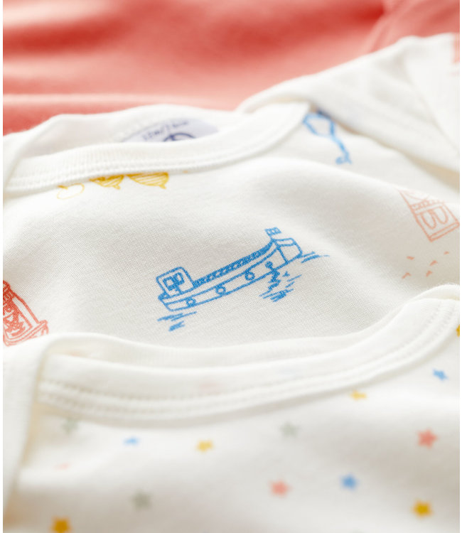 Petit Bateau Petit Bateau - PARIS PRINT SHORT-SLEEVED COTTON BODYSUITS - 3-PACK