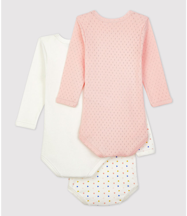 Petit Bateau Petit Bateau - MULTICOLOURED LONG-SLEEVED COTTON BODYSUITS - 3-PACK
