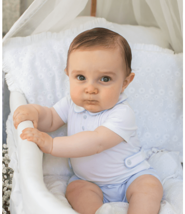 Patachou Patachou - WHITE/BLUE ROMPER