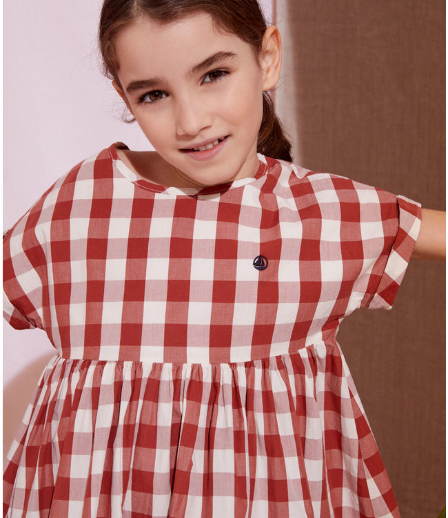 Petit Bateau Petit Bateau - GIRLS' SHORT-SLEEVED POPLIN DRESS