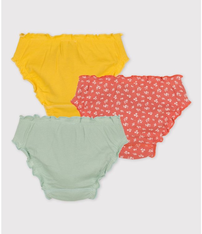 Petit Bateau Petit Bateau - GIRLS' FLORAL RUFFLED COTTON BRIEFS - 3-PACK