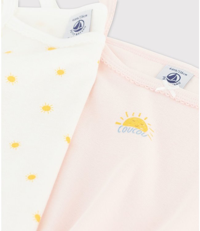 Petit Bateau Petit Bateau - GIRLS' SUN PRINT ORGANIC COTTON VEST TOPS - 2-PACK