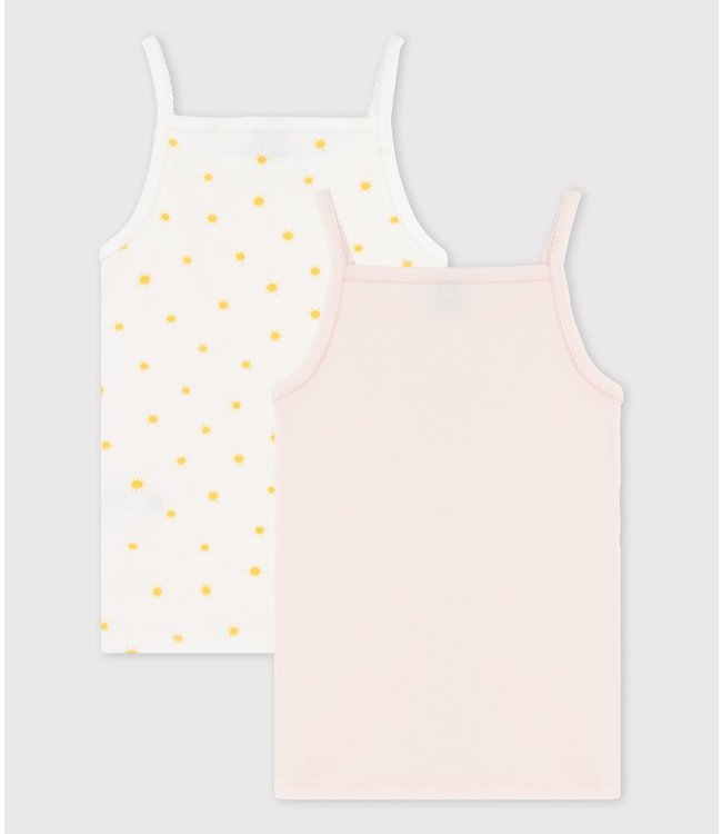 Petit Bateau Petit Bateau - GIRLS' SUN PRINT ORGANIC COTTON VEST TOPS - 2-PACK