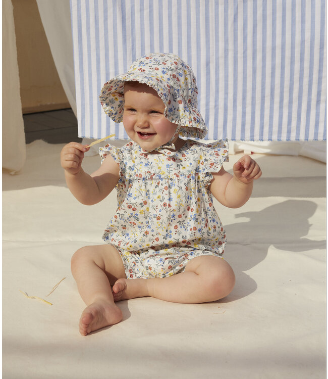 Petit Bateau Petit Bateau - BABIES' POPLIN FLORAL PRINT SHORT PLAYSUIT