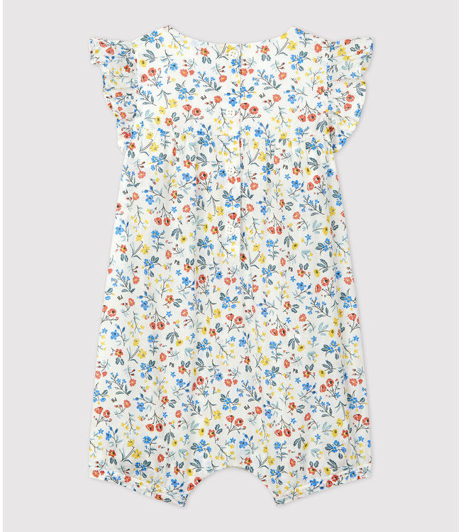 Petit Bateau Petit Bateau - BABIES' POPLIN FLORAL PRINT SHORT PLAYSUIT