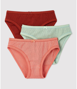 Petit Bateau Petit Bateau - GIRLS' OPENWORK COTTON BRIEFS - 3-PACK