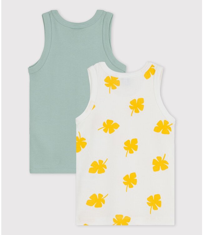 Petit Bateau Petit Bateau - BOYS' BIG PALM PRINT COTTON VESTS - 2-PACK