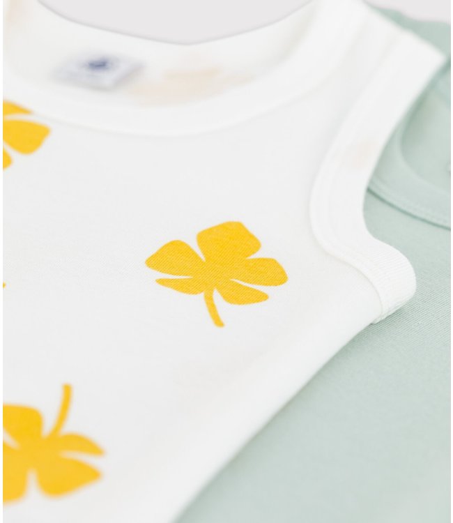 Petit Bateau Petit Bateau - BOYS' BIG PALM PRINT COTTON VESTS - 2-PACK