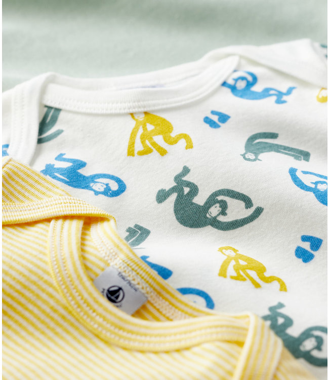 Petit Bateau Petit Bateau - GLOW-IN-THE-DARK SHORT-SLEEVED COTTON BODYSUITS - 3-PACK