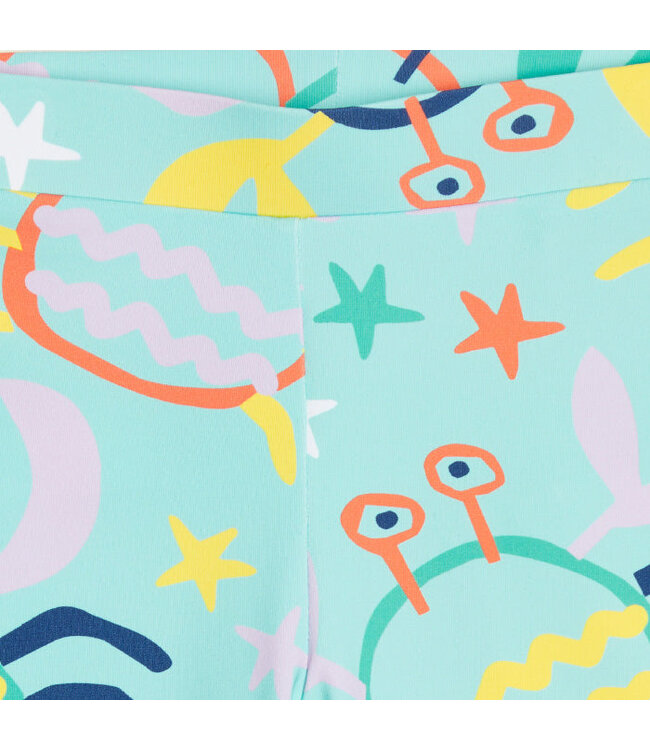 Stella McCartney Stella McCartney - BABY LEGGINGS WITH CRABS PRINT AQUA BLUE
