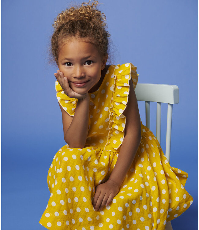 Petit Bateau Petit Bateau - GIRLS' SHORT-SLEEVED LINEN DRESS