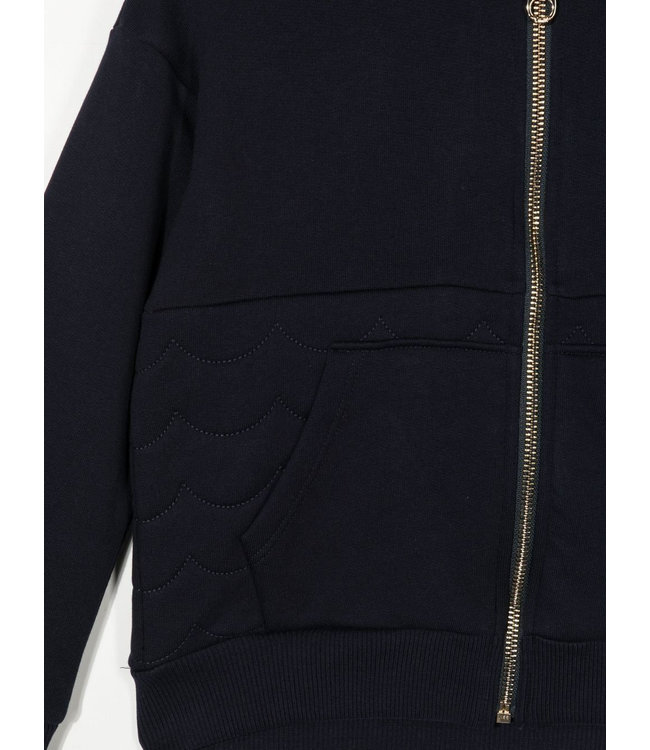 Chloe Chloe - scallop-stitch detail zipped hoodie