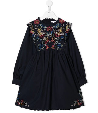 Chloe Chloe - floral-embroidery long-sleeve dress