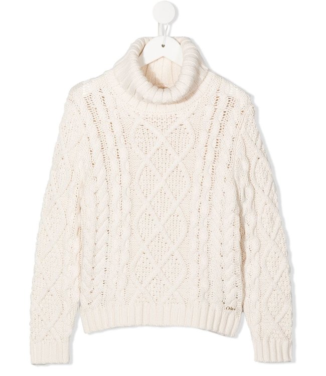 Chloe Chloe - Polo-neck cable-knit jumper