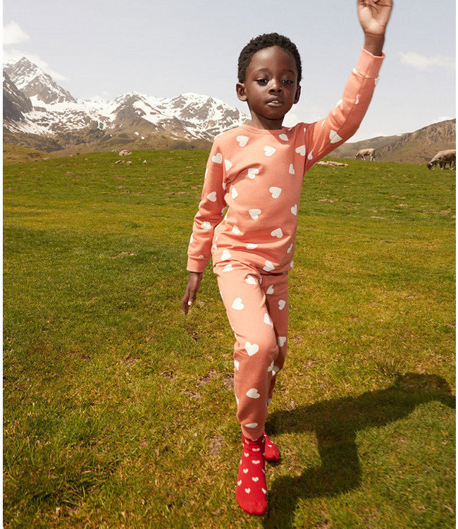 Petit Bateau Petit Bateau - GIRLS' HEART PATTERNED COTTON SNUGFIT PYJAMAS