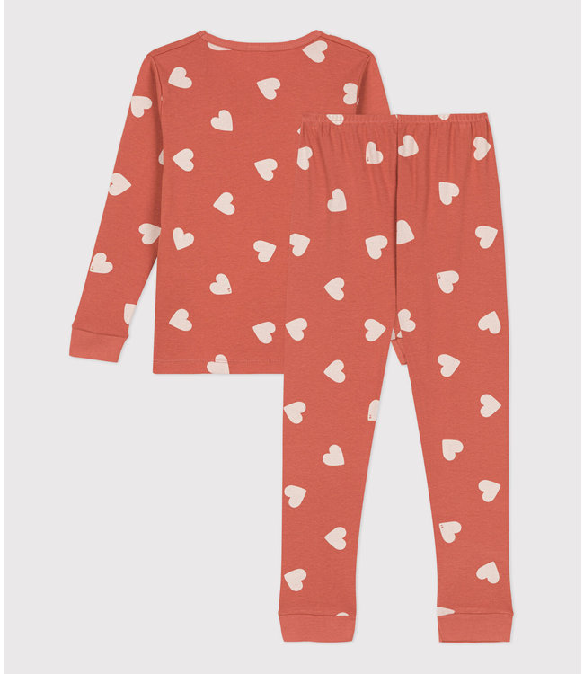Petit Bateau Petit Bateau - GIRLS' HEART PATTERNED COTTON SNUGFIT PYJAMAS