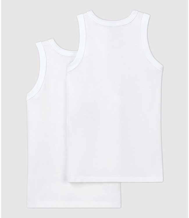 Petit Bateau Petit Bateau - BOYS' WHITE VESTS - 2-PACK