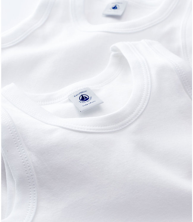 Petit Bateau Petit Bateau - BOYS' WHITE VESTS - 2-PACK