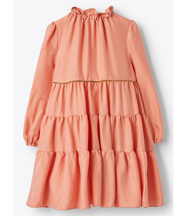 Il Gufo IL GUFO - Pink maxi flounce dress