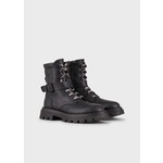 Emporio Armani Emporio Armani - Leather lace-up combat boots with strap