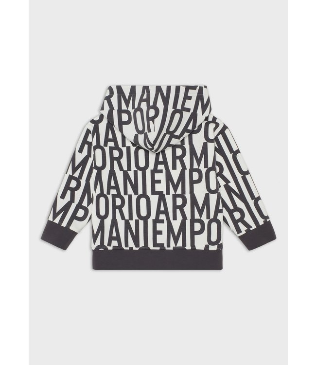 Emporio Armani Emporio Armani - Double-jersey hooded sweatshirt with all-over lettering