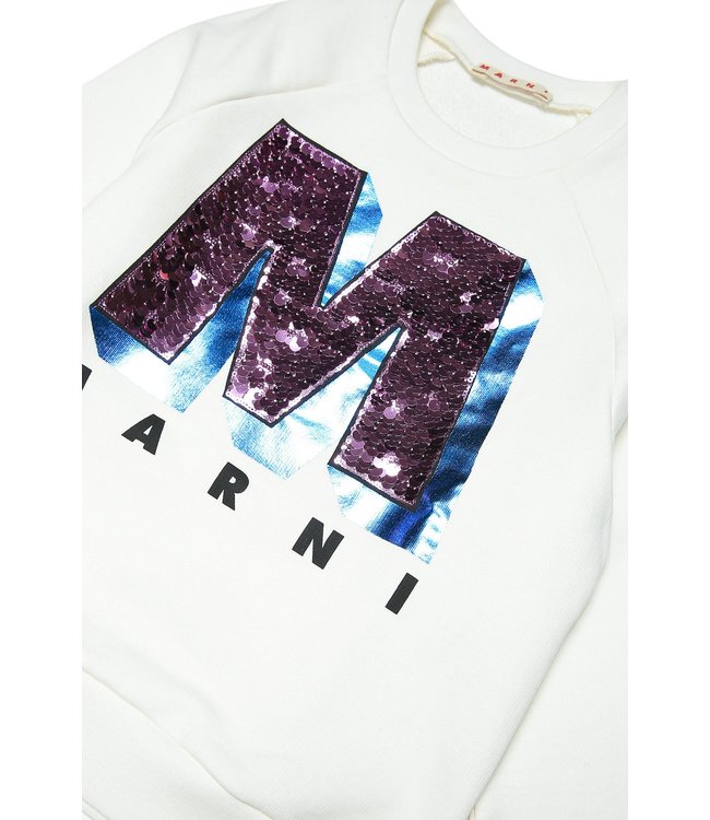 Marni Marni - White sweatshirt with college-inspired maxi M