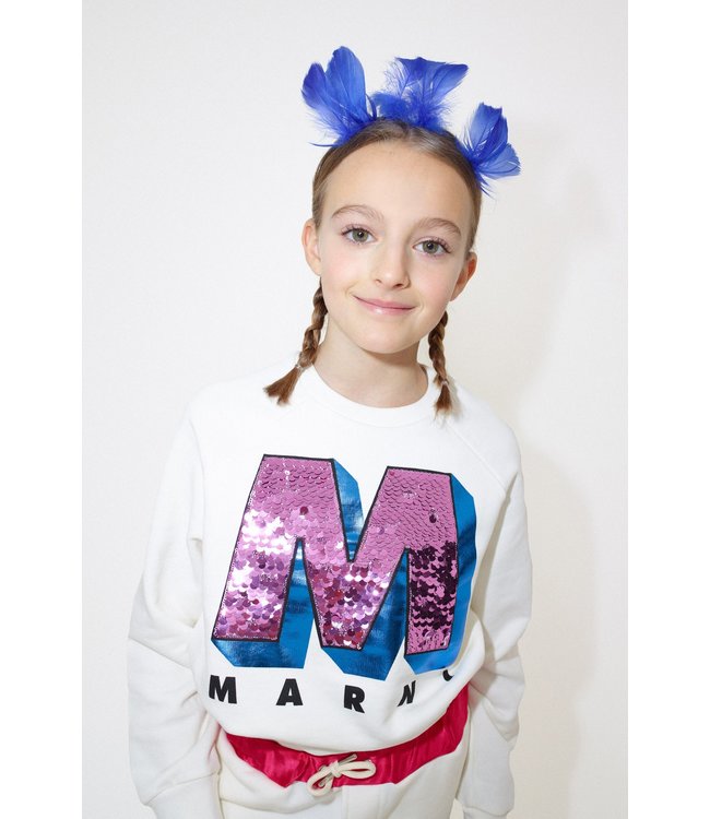 Marni Marni - White sweatshirt with college-inspired maxi M