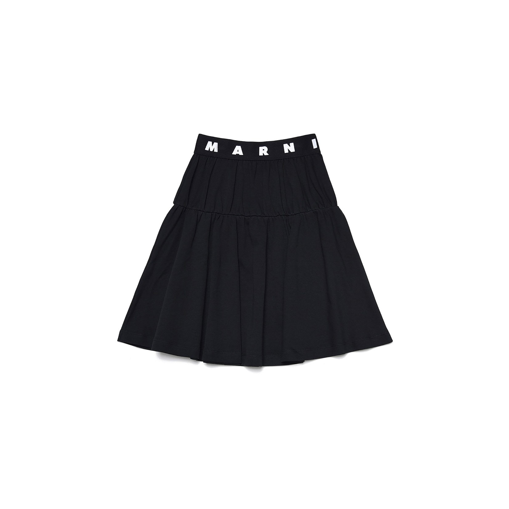 Marni Marni - Black skirt with maxi flounce and logoed elastic waist