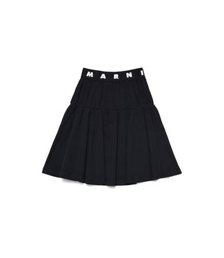 Marni Marni - Black skirt with maxi flounce and logoed elastic waist