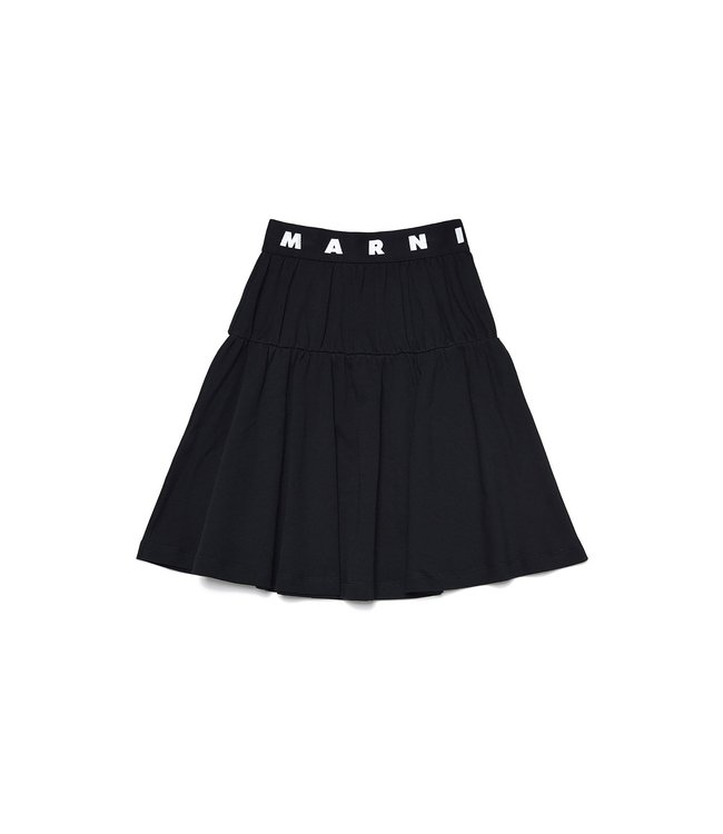 Marni - Black skirt with maxi flounce and logoed elastic waist - igloobaby