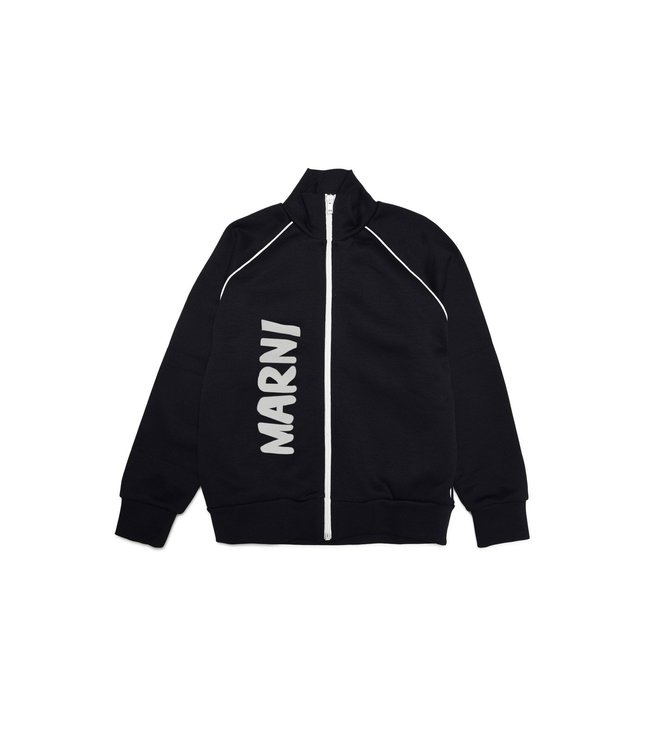 Marni Marni - Black sweatshirt with zip and vertical brush Marni logo