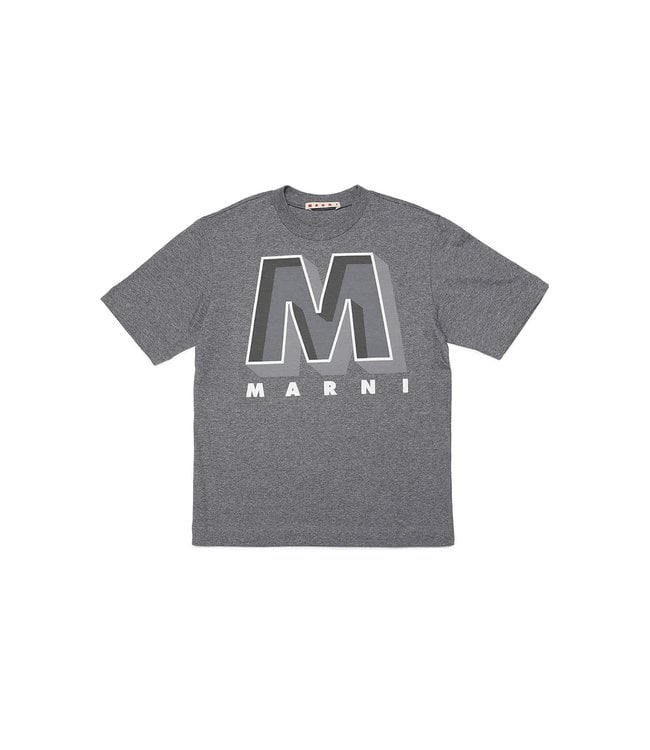 Marni Marni - Gray T-shirt with college-inspired maxi M