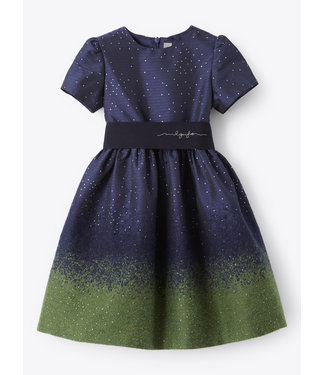 Il Gufo IL GUFO - Navy taffeta dress with lurex details